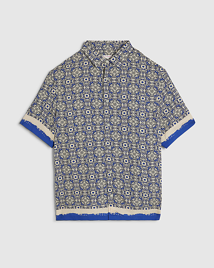 Blue Tile Print Shirt