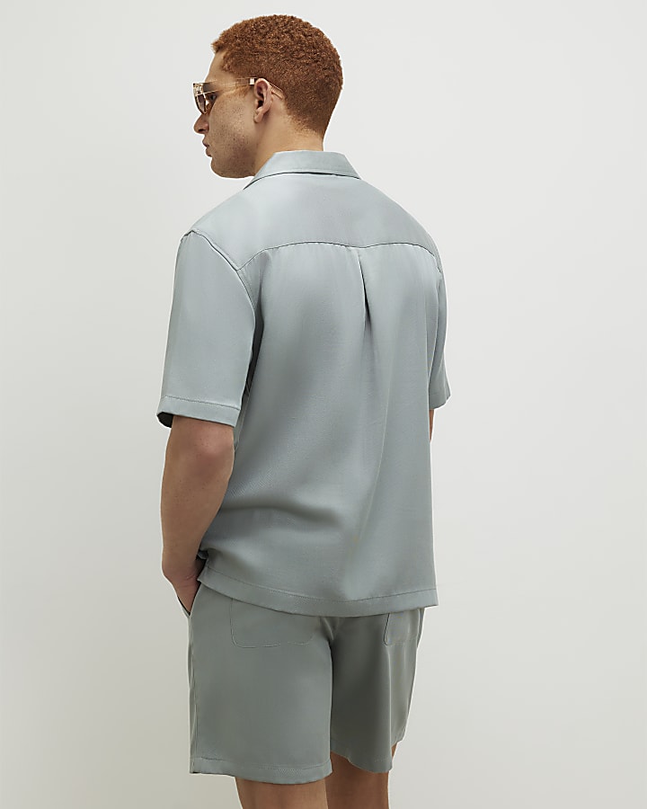 Blue Regular Fit Embroidered Script Shirt