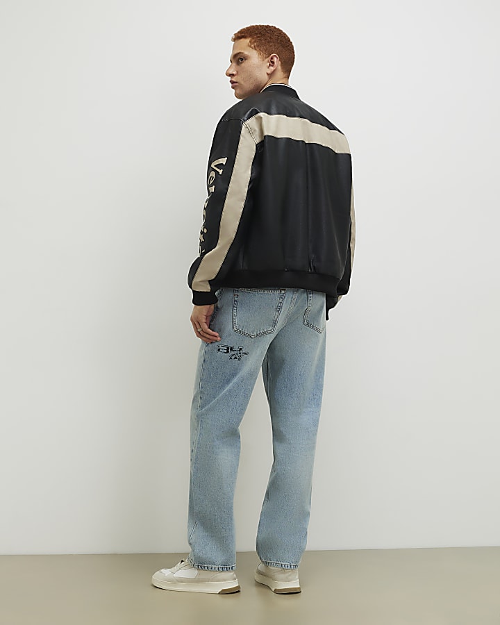 Blue Loose Fit Bernardo Badge Jeans