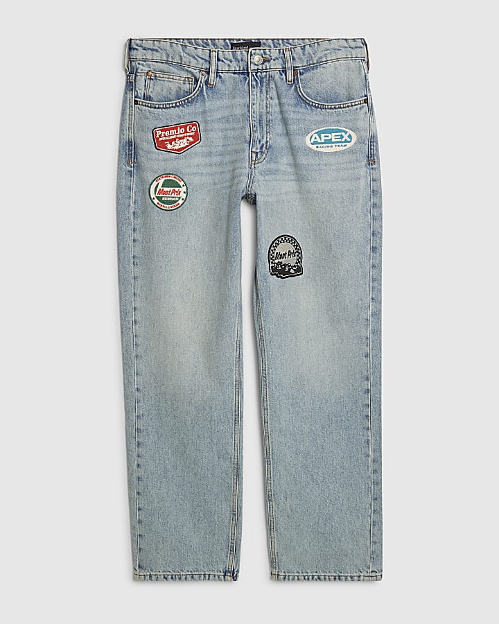 Blue Loose Fit Bernardo Badge Jeans