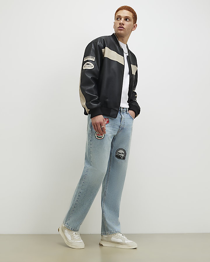 Blue Loose Fit Bernardo Badge Jeans