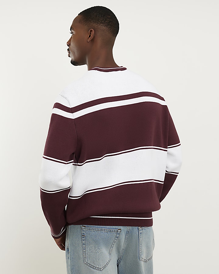 Red Members Prives Colour Blocked Jumper