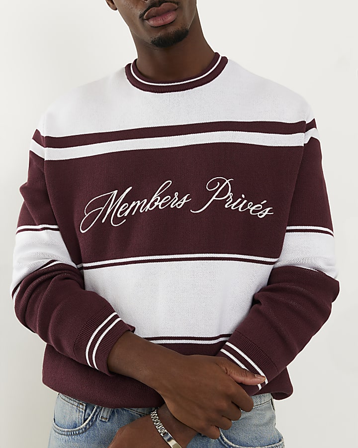 Red Members Prives Colour Blocked Jumper