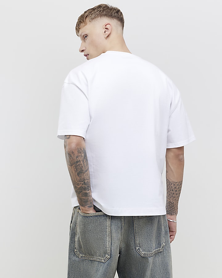 White Oversized Fit Barcode Label T-Shirt