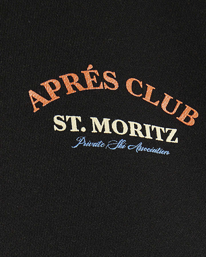 Black Oversized Fit Apres Club Ski Sweatshirt