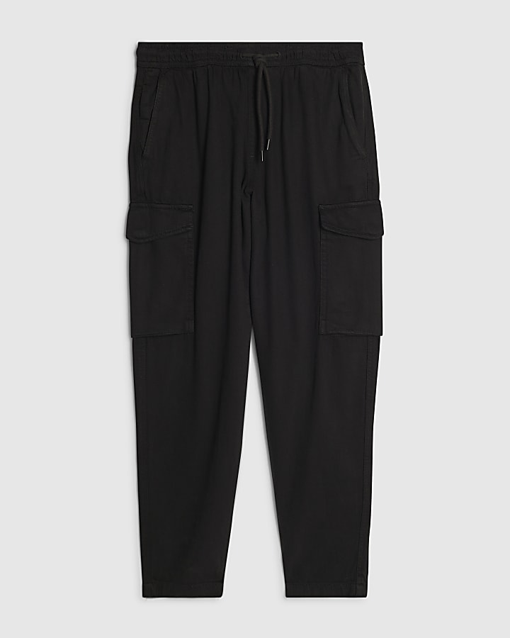 Black Slim Fit Cargo Trousers
