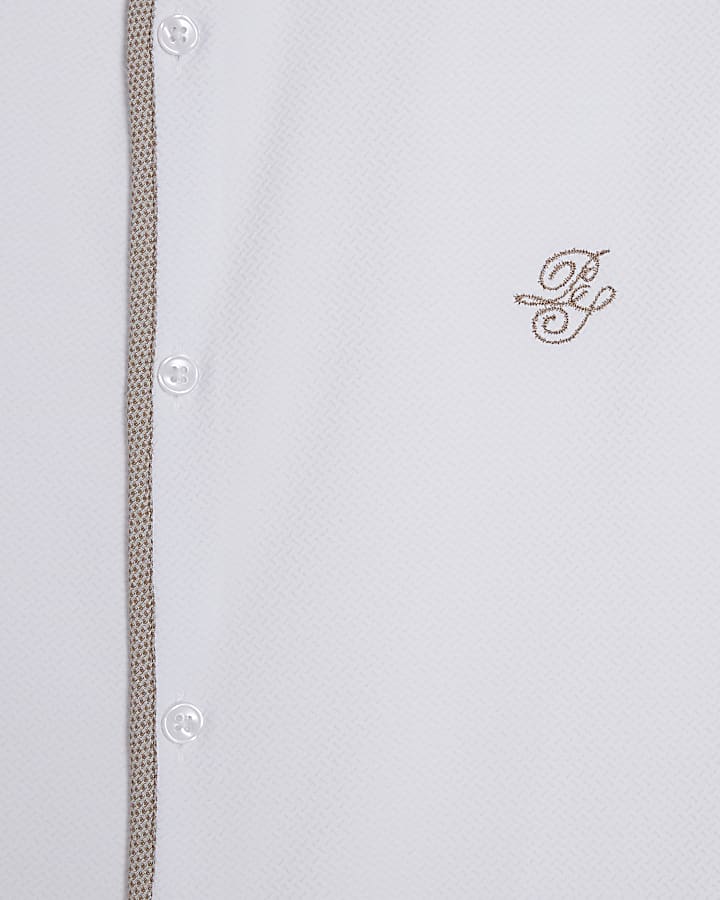 White Muscle Fit Tipped Shirt