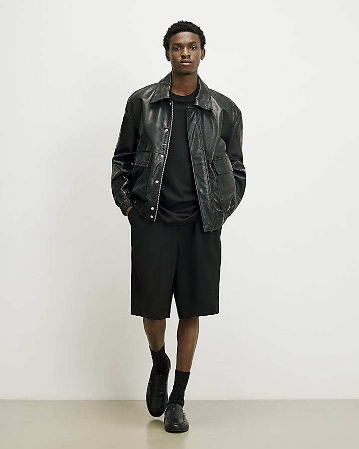 Black RI Studio Leather Blouson Jacket