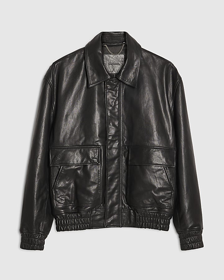 Black RI Studio Leather Blouson Jacket