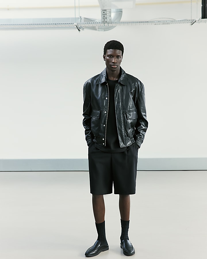 Black RI Studio Leather Blouson Jacket