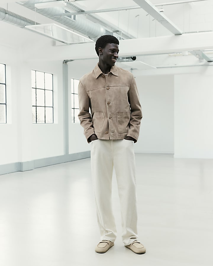 Beige RI Studio Suede Western Jacket