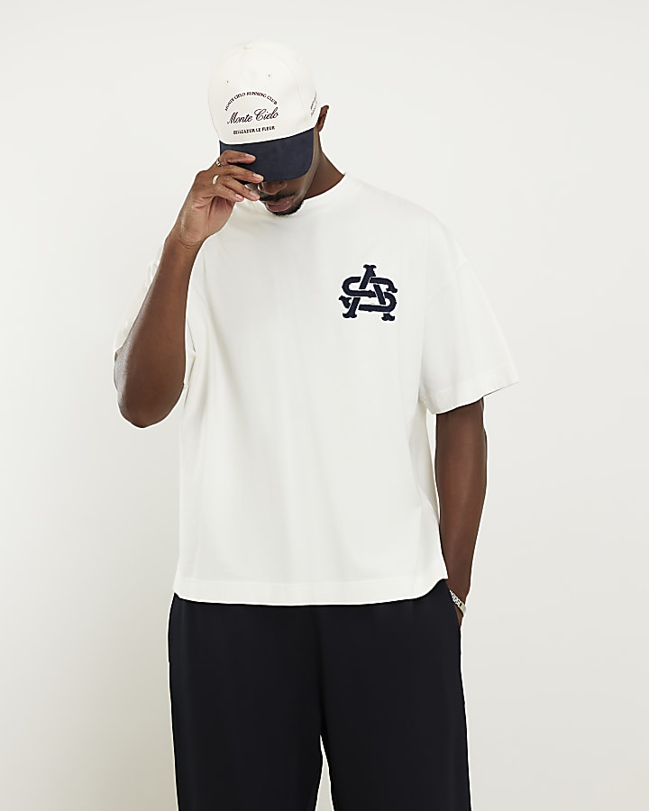 White Oversized Fit AS Applique T-Shirt