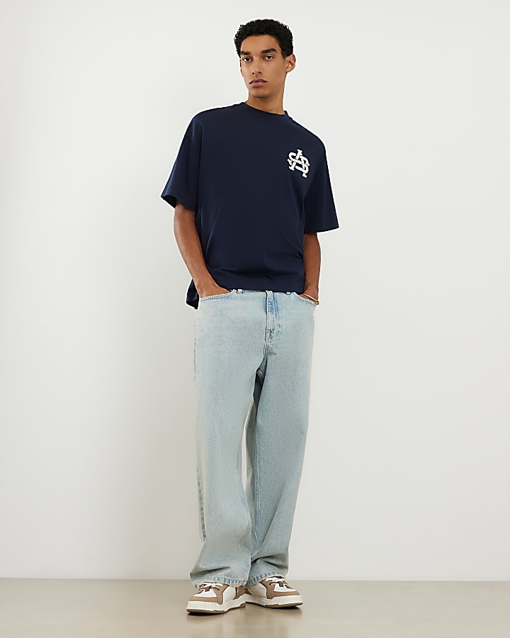 Navy Oversized Fit AS Applique T-Shirt