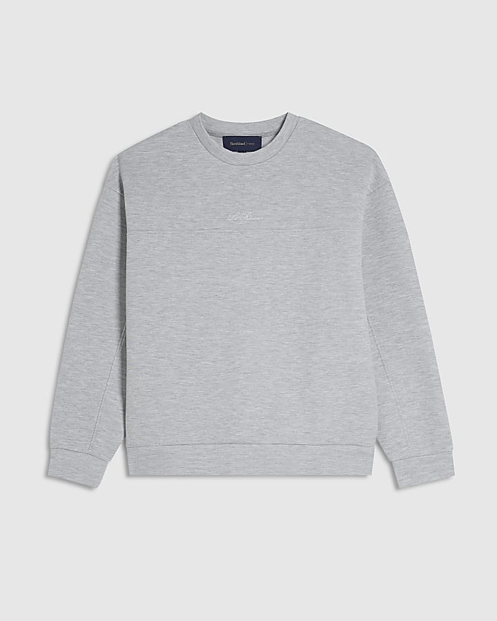 Grey Oversized Premium Embroidered Sweatshirt