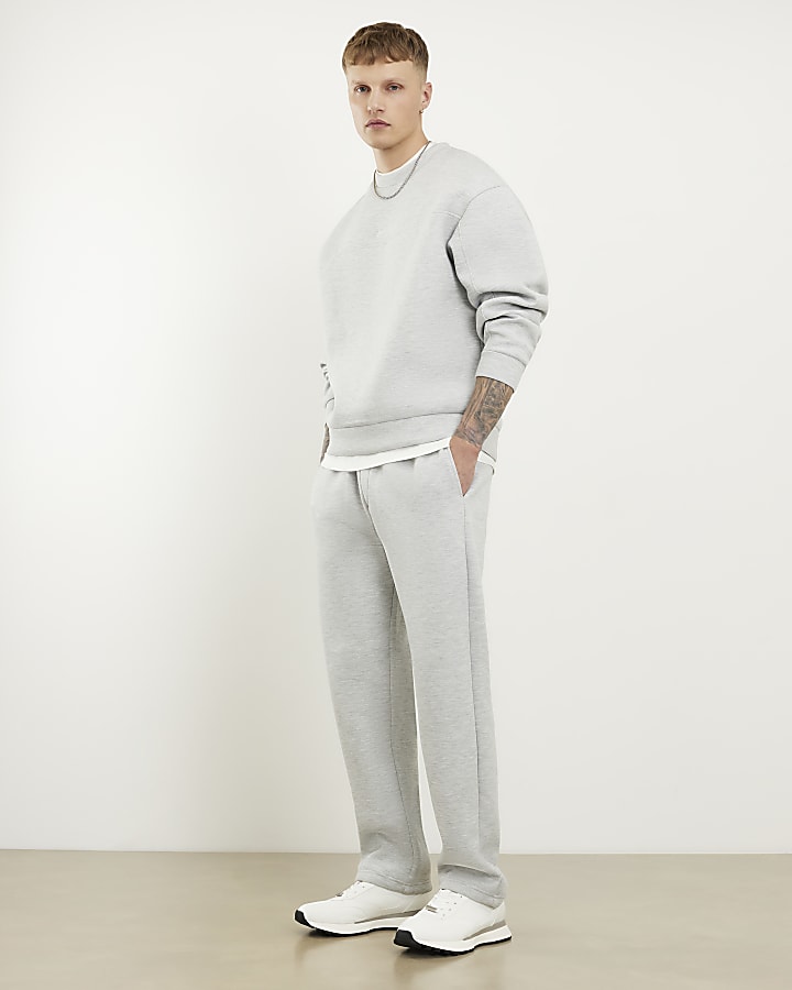 Grey Oversized Premium Embroidered Sweatshirt