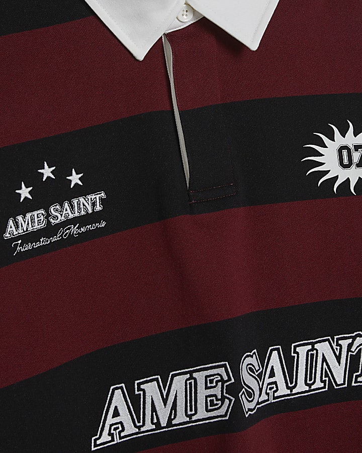 Red Striped Long Sleeve Rugby Shirt