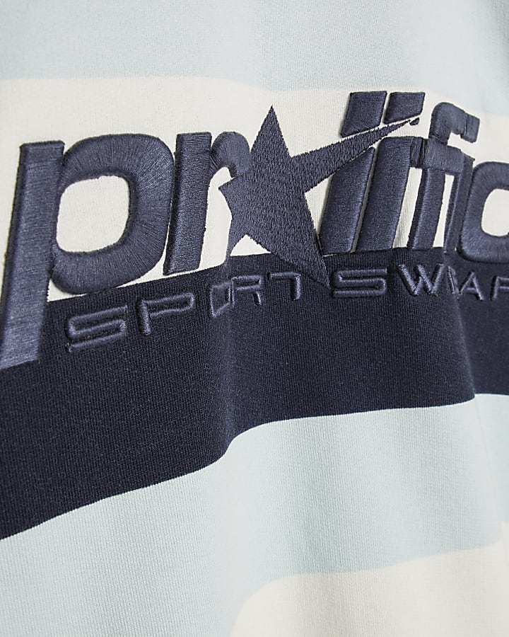 Blue Oversized Fit Striped Rugby Top