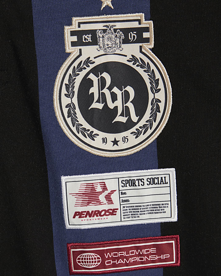 Navy Oversized Fit Striped Rugby Shirt