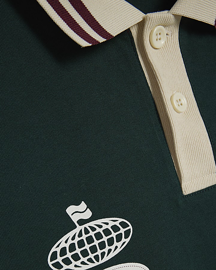 Green Oversized Fit Striped Rugby Shirt