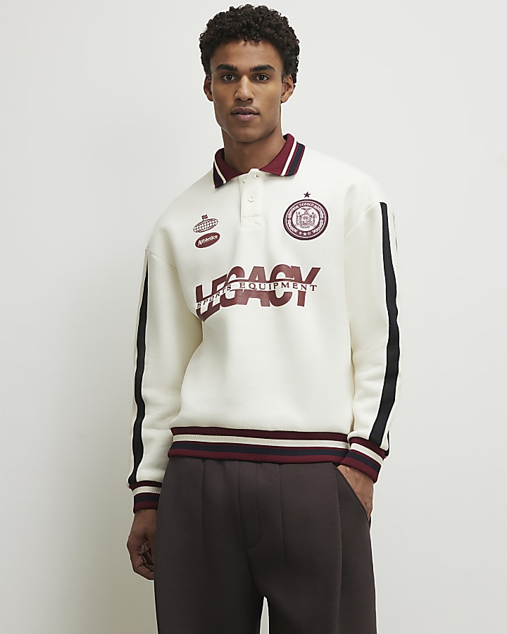 Cream Oversized Fit Legacy Rugby Top