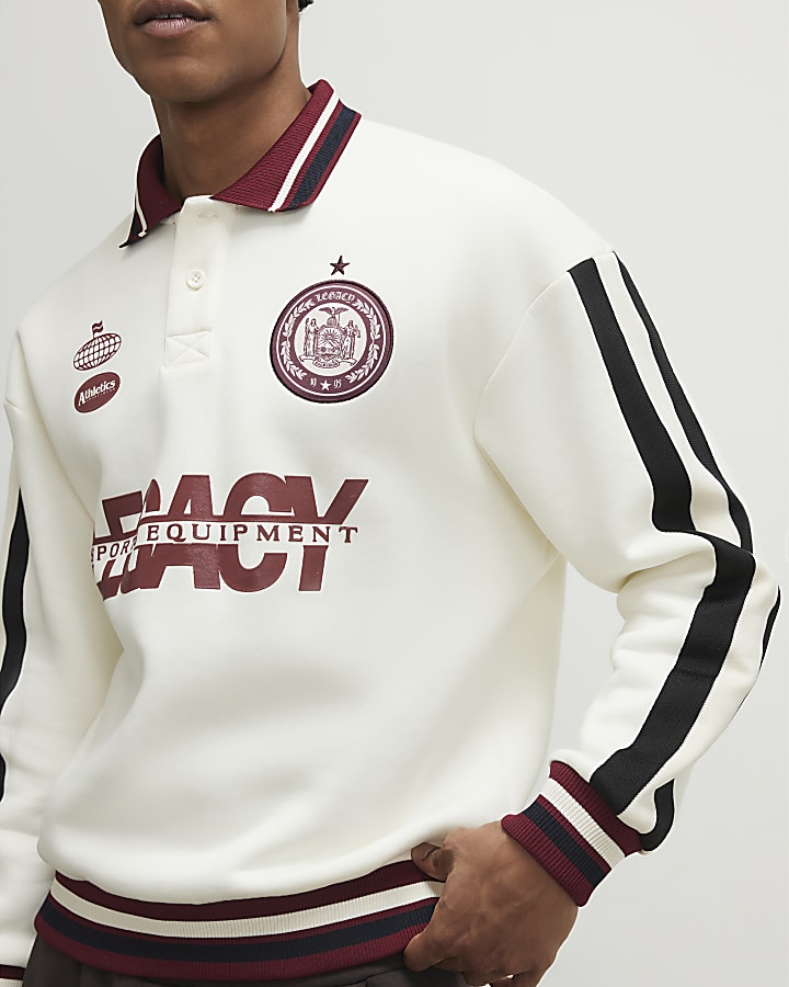 Cream Oversized Fit Legacy Rugby Top