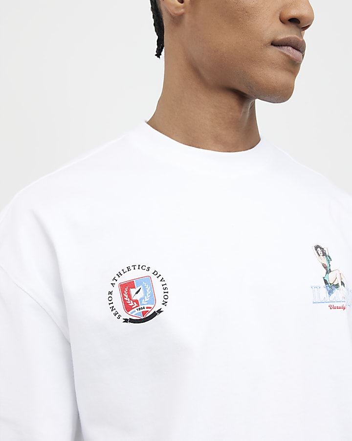 White Oversized Fit Chicago Pinup T-Shirt