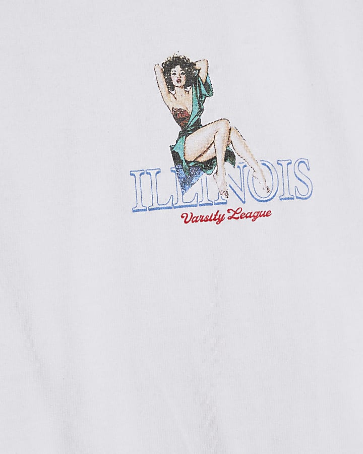 White Oversized Fit Chicago Pinup T-Shirt