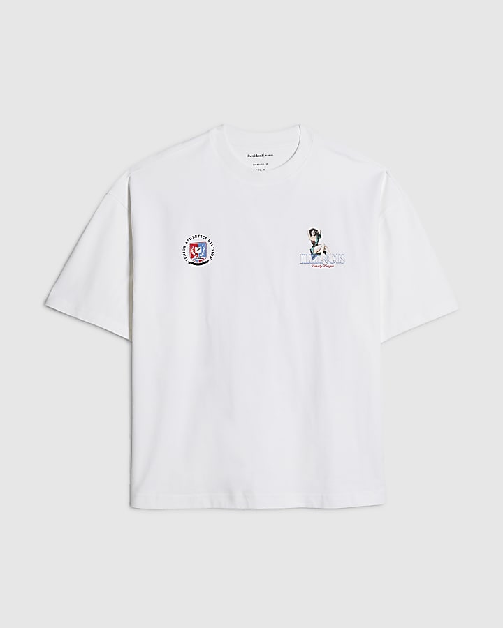 White Oversized Fit Chicago Pinup T-Shirt