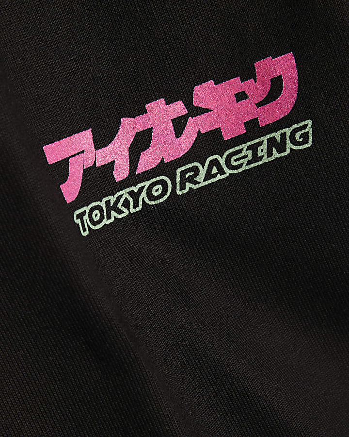 Black Oversized Fit Japanese Car T-Shirt