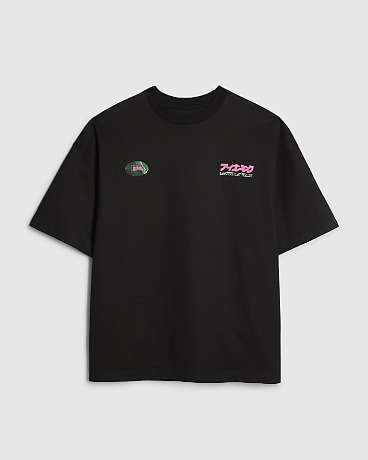 Black Oversized Fit Japanese Car T-Shirt