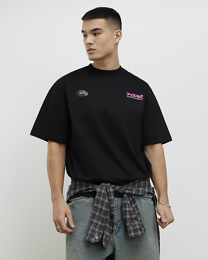 Black Oversized Fit Japanese Car T-Shirt
