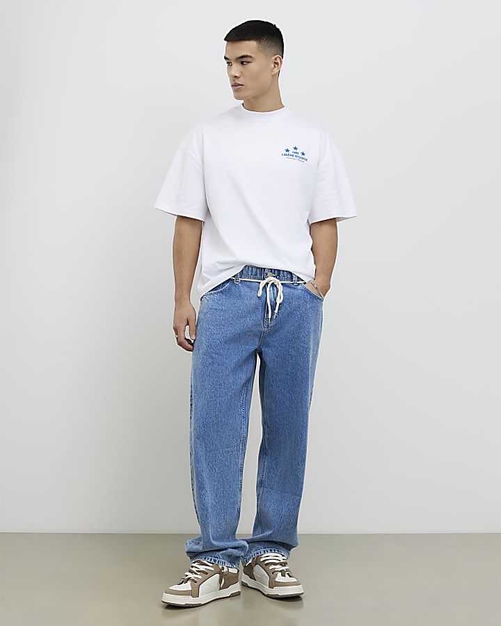 White Oversized Fit Lisere Studios T-Shirt