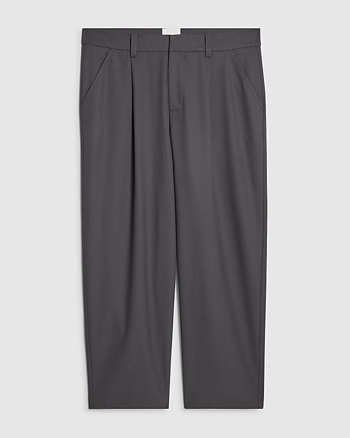 Grey RI Studio Wide Leg Pleat Trousers