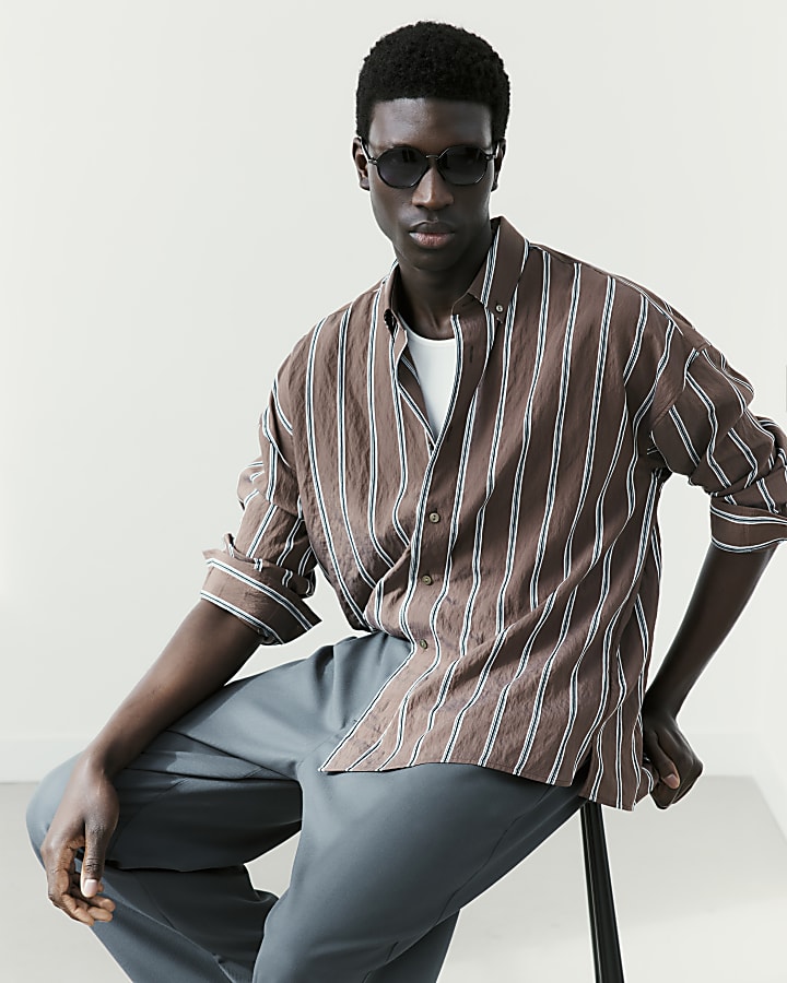 Grey RI Studio Wide Leg Pleat Trousers