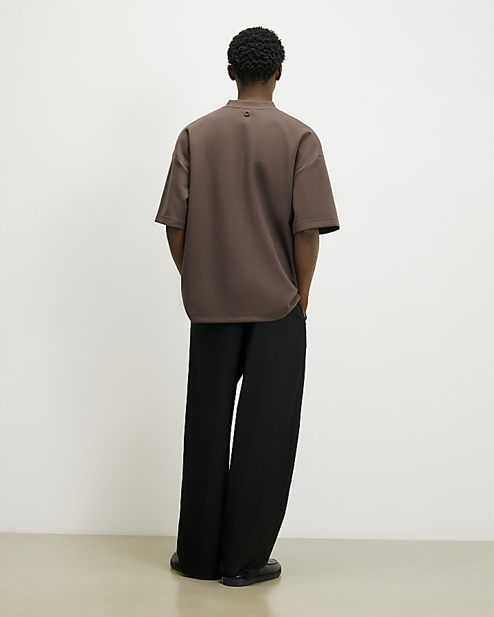 Black RI Studio Wide Leg Pleat Trousers