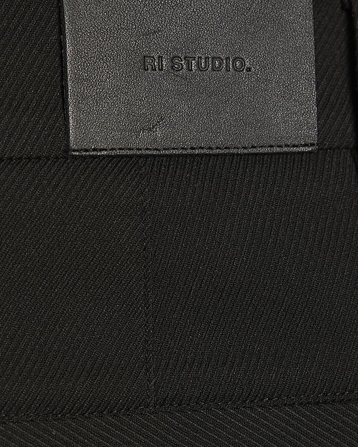 Black RI Studio Wide Leg Pleat Trousers