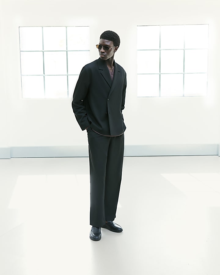 Black RI Studio Wide Leg Pleat Trousers