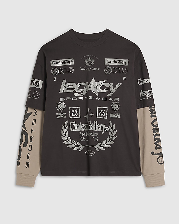Grey Black Oversized Fit Legacy T-Shirt