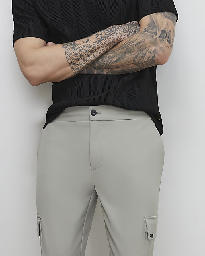 Green Skinny Fit Cargo Trousers