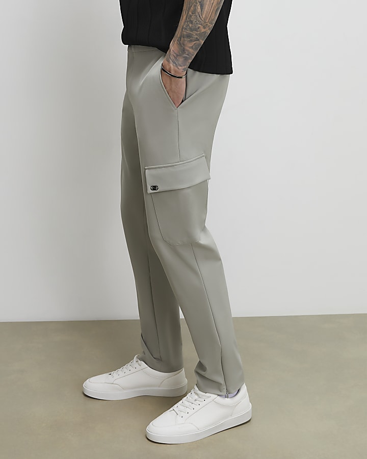 Green Skinny Fit Cargo Trousers