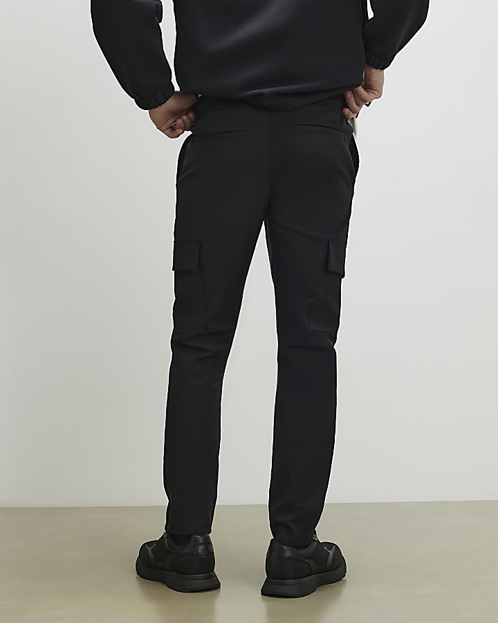 Black Skinny Fit Cargo Trousers