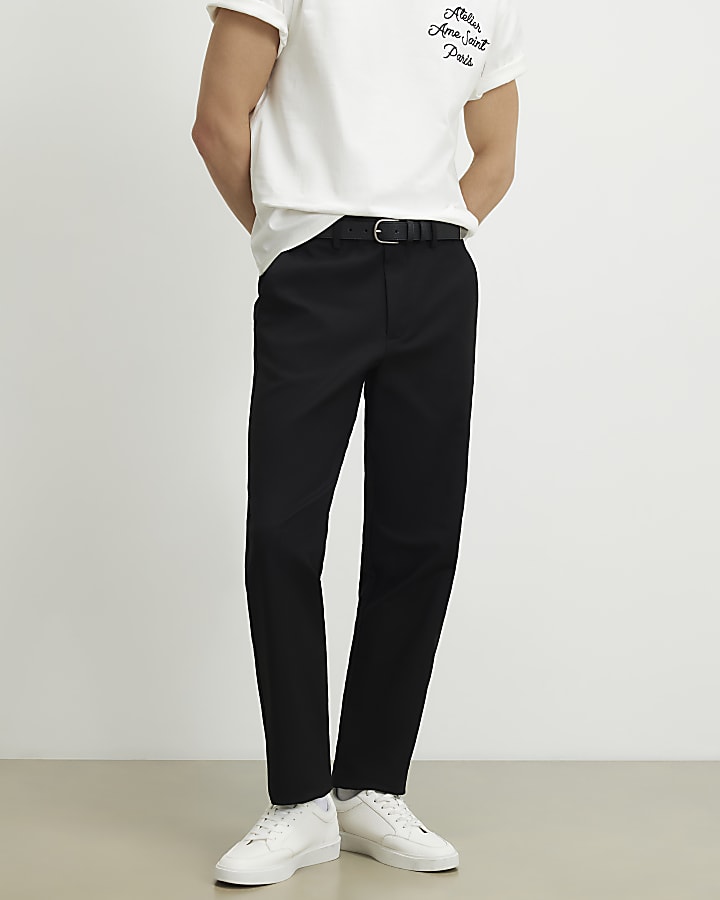 Black Regular Fit 5 Pocket Chino Trousers