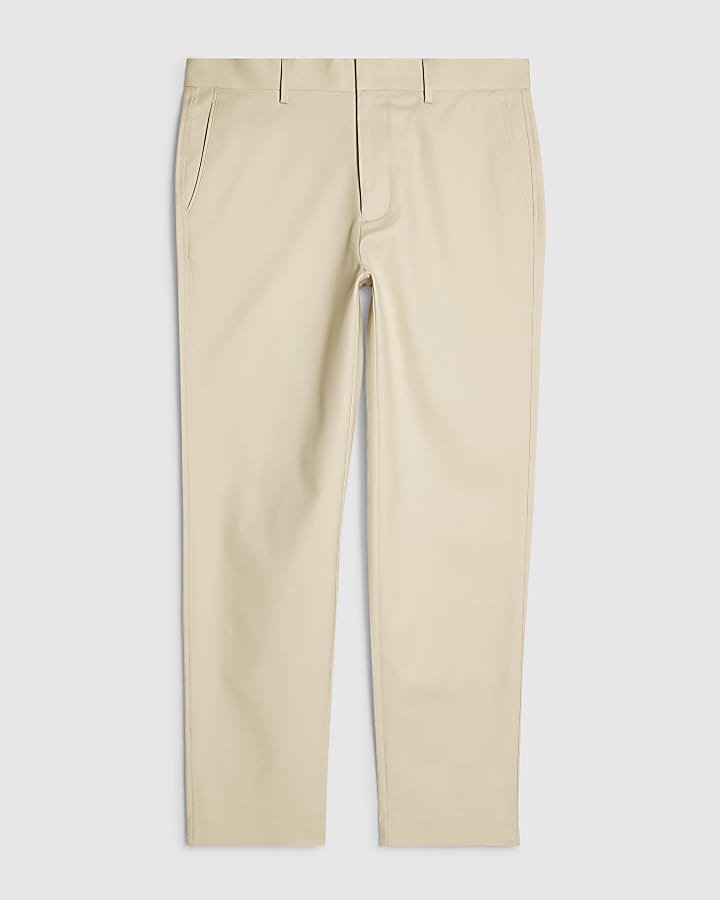 Beige Regular Fit 5 Pocket Chino Trousers