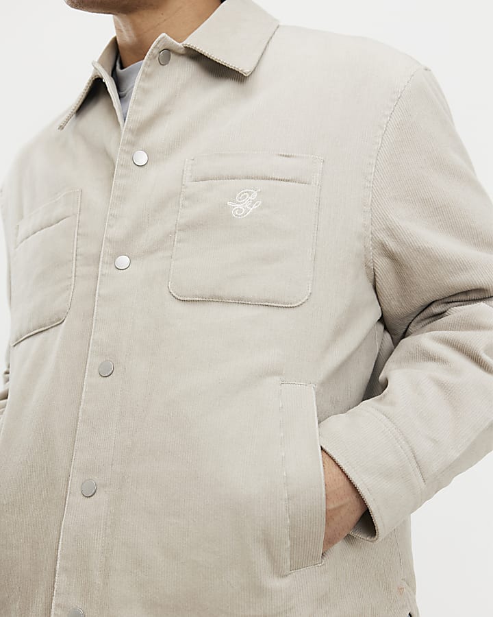 Cream Cord Padded Shacket