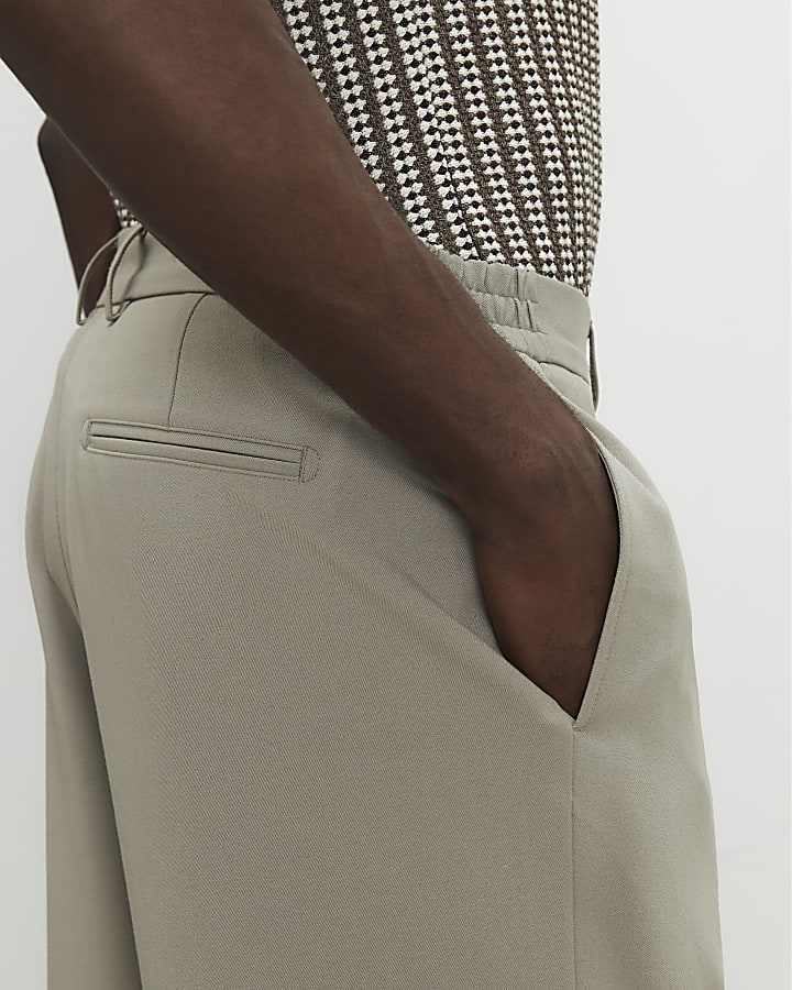 Beige Loose Fit Trousers