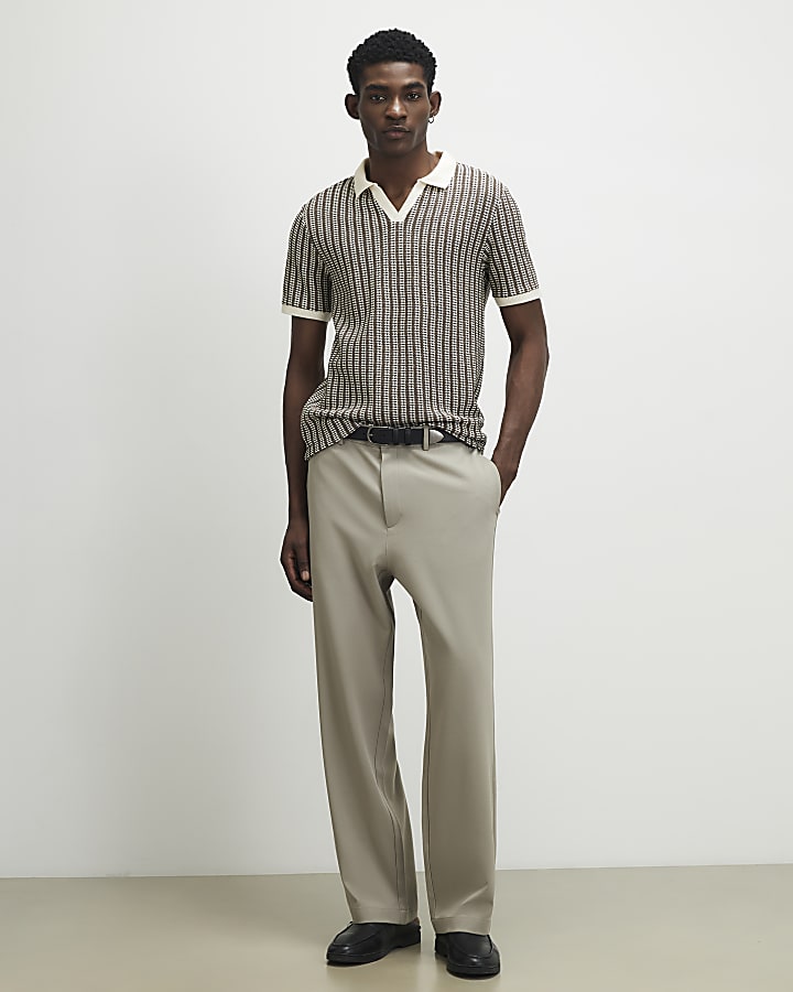 Beige Loose Fit Trousers