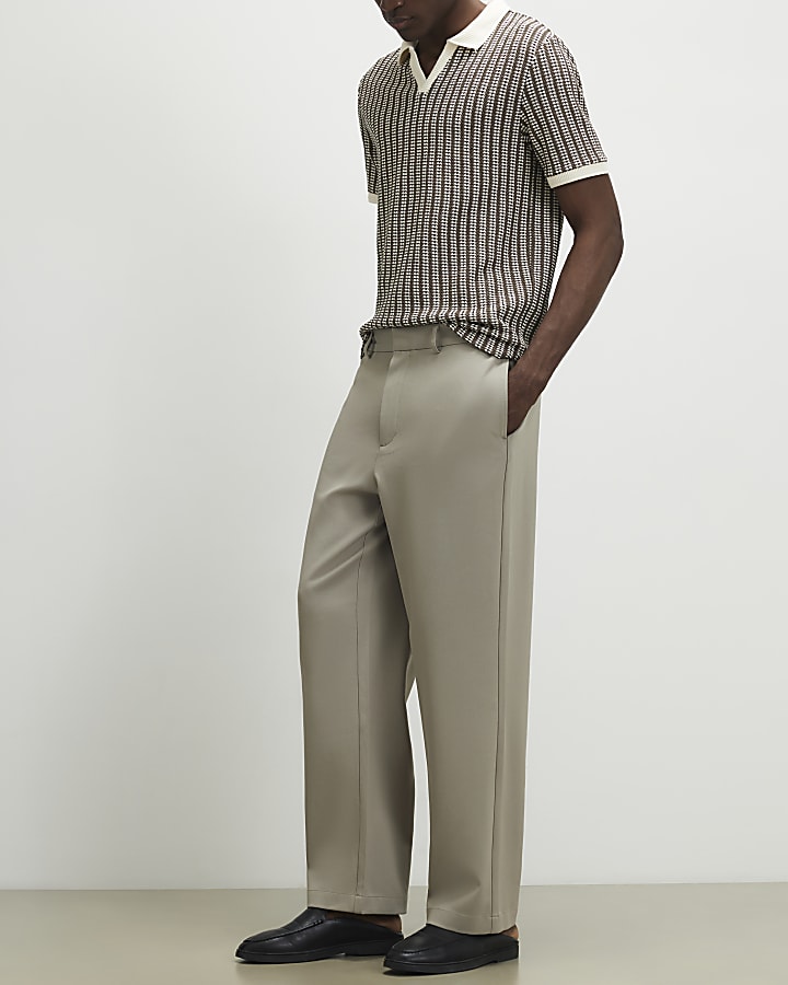 Beige Loose Fit Trousers