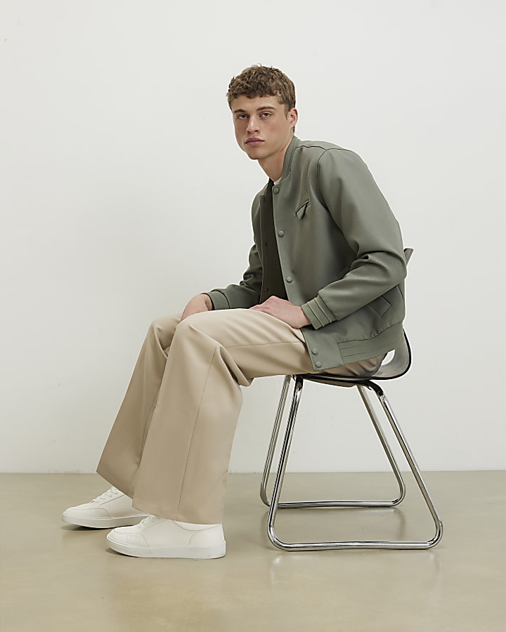 Beige Loose Fit Trousers