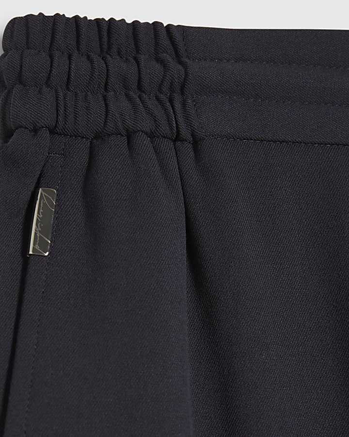 Navy Slim Fit Jogger Style Smart Trousers