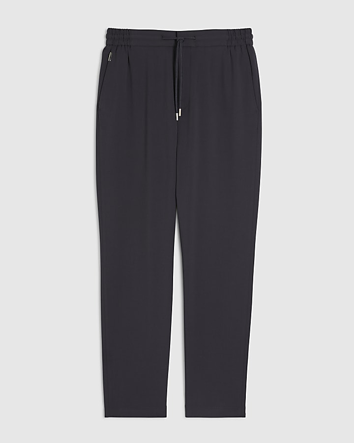 Navy Slim Fit Jogger Style Smart Trousers